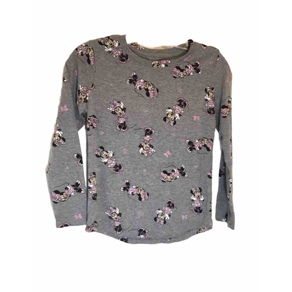 Disney Parks Minnie Mouse Bow Gray Long Sleeve T-Shirt Medium Top
